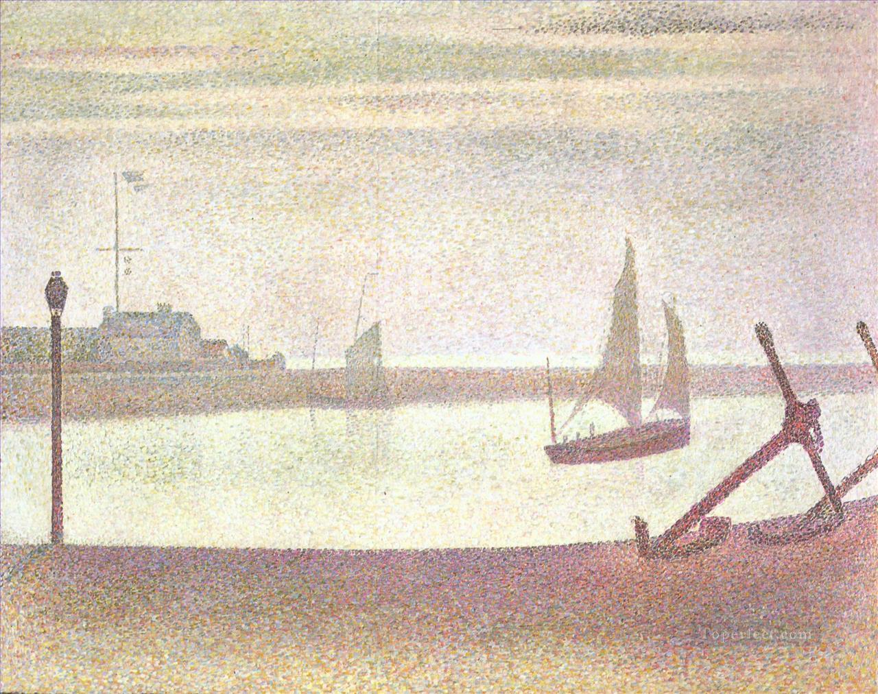 1890年夕方のグラブラインの水路油絵